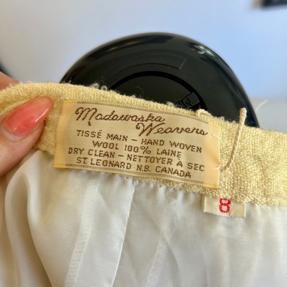 Vintage 60s/70s Madawaska Weavers Handwoven Wool Skirt – Cream & Pink Stripes - Picture 2 of 9